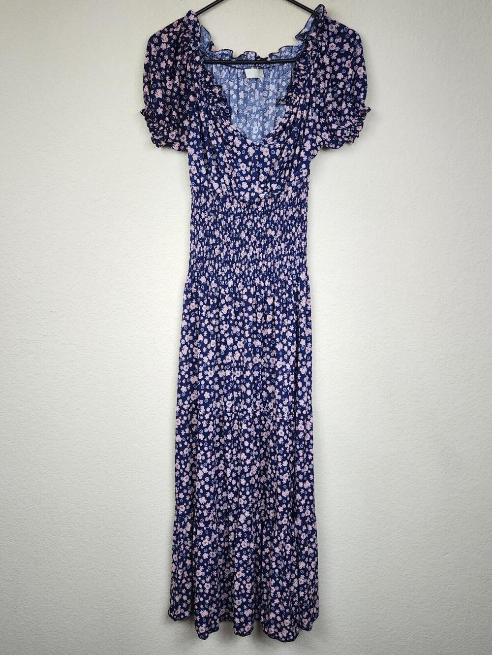 Seven Islands Blue Floral Midi Dress Size S